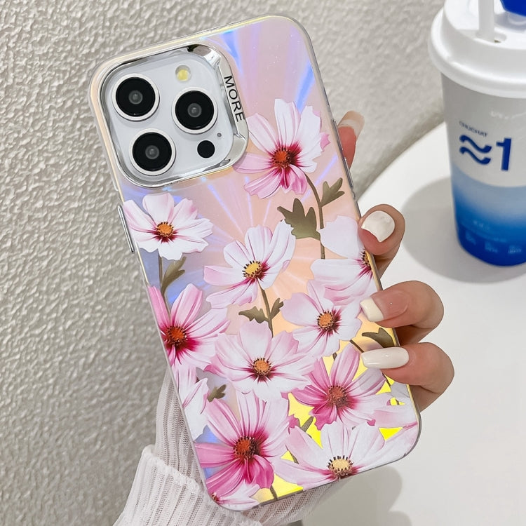 Electroplating Laser Flower Texture TPU Phone Case, For iPhone 15 Pro, For iPhone 15, For iPhone ...