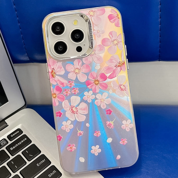 Electroplating Laser Flower Texture TPU Phone Case, For iPhone 15 Pro, For iPhone 15, For iPhone ...
