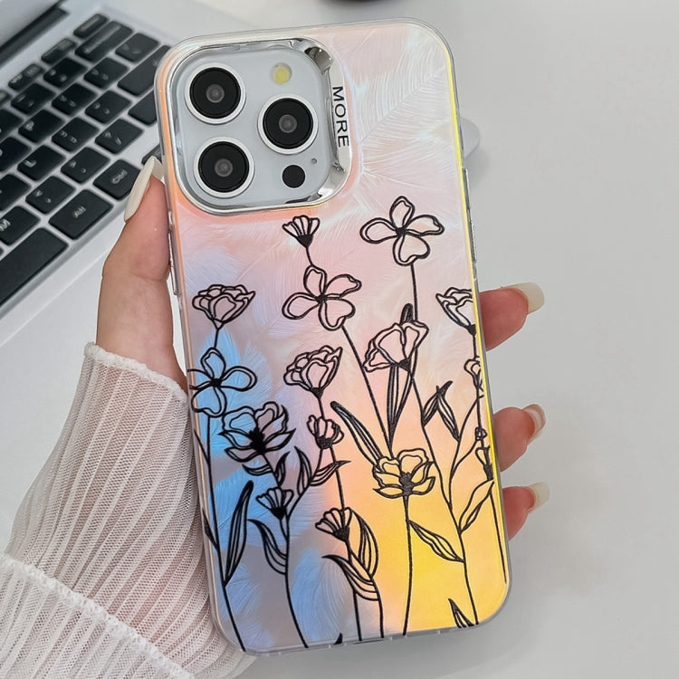 Electroplating Laser Flower Texture TPU Phone Case, For iPhone 15 Pro, For iPhone 15, For iPhone ...