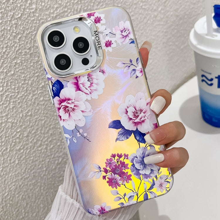 Electroplating Laser Flower Texture TPU Phone Case, For iPhone 15 Pro, For iPhone 15, For iPhone ...