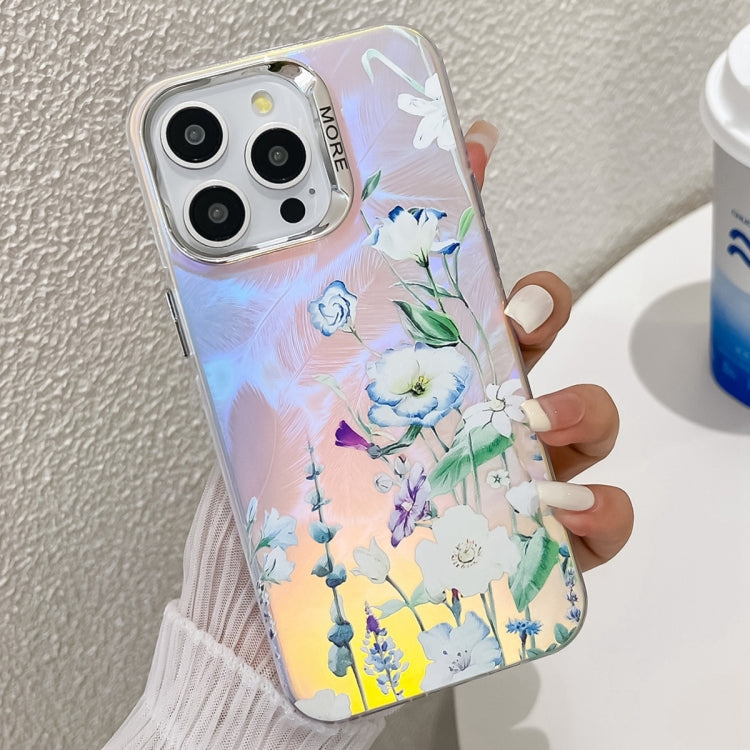 Electroplating Laser Flower Texture TPU Phone Case, For iPhone 15 Pro, For iPhone 15, For iPhone ...