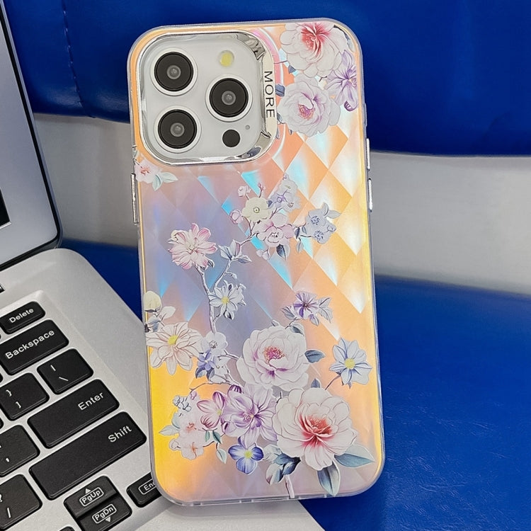 Electroplating Laser Flower Texture TPU Phone Case, For iPhone 15 Pro, For iPhone 15, For iPhone ...