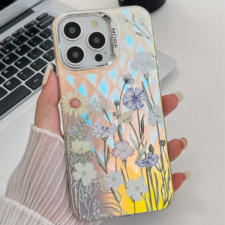 Electroplating Laser Flower Texture TPU Phone Case, For iPhone 13 Pro Max, For iPhone 13 Pro�����...
