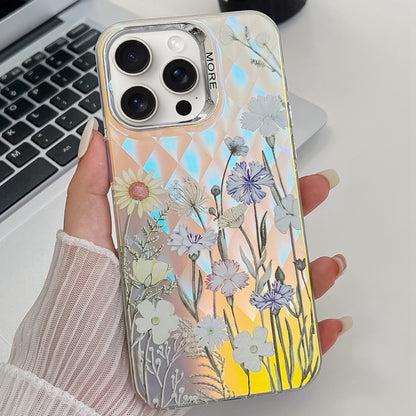 Electroplating Laser Flower Texture TPU Phone Case, For iPhone 16 Pro Max, For iPhone 16 Pro�����...