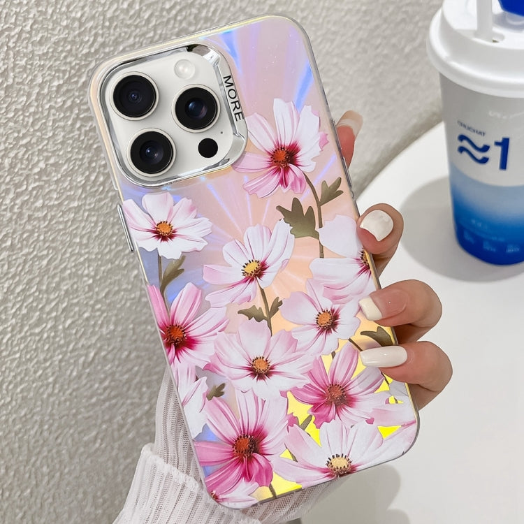 Electroplating Laser Flower Texture TPU Phone Case, For iPhone 16 Pro Max, For iPhone 16 Pro�����...