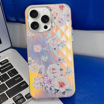 Electroplating Laser Flower Texture TPU Phone Case, For iPhone 16 Pro Max, For iPhone 16 Pro�����...