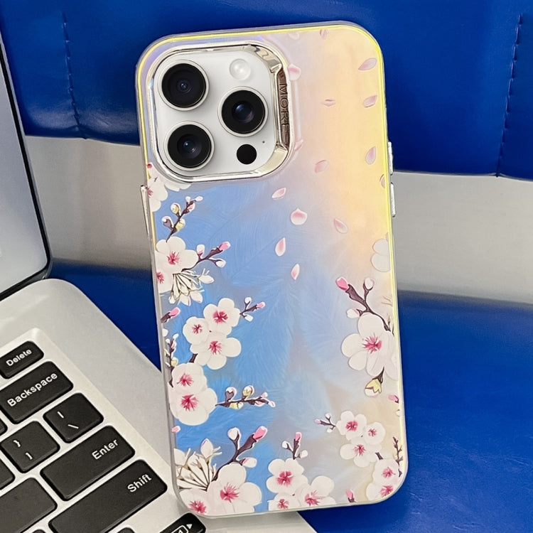 Electroplating Laser Flower Texture TPU Phone Case, For iPhone 16 Pro Max, For iPhone 16 Pro�����...