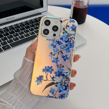 Electroplating Laser Flower Texture TPU Phone Case, For iPhone 16 Pro Max, For iPhone 16 Pro�����...
