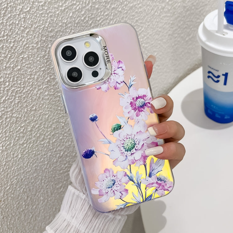 Electroplating Laser Flower Texture TPU Phone Case, For iPhone 16 Pro Max, For iPhone 16 Pro�����...