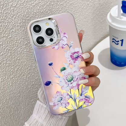 Electroplating Laser Flower Texture TPU Phone Case, For iPhone 16 Pro Max, For iPhone 16 Pro�����...
