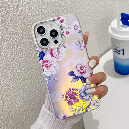 Electroplating Laser Flower Texture TPU Phone Case, For iPhone 16 Pro Max, For iPhone 16 Pro�����...