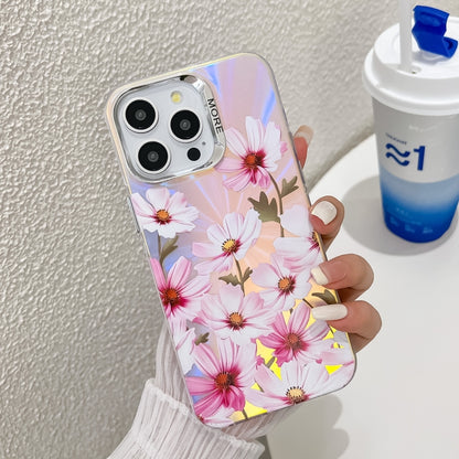 Electroplating Laser Flower Texture TPU Phone Case, For iPhone 16 Pro Max, For iPhone 16 Pro�����...