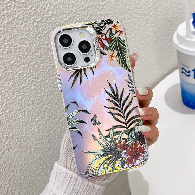 Electroplating Laser Flower Texture TPU Phone Case, For iPhone 16 Pro Max, For iPhone 16 Pro�����...