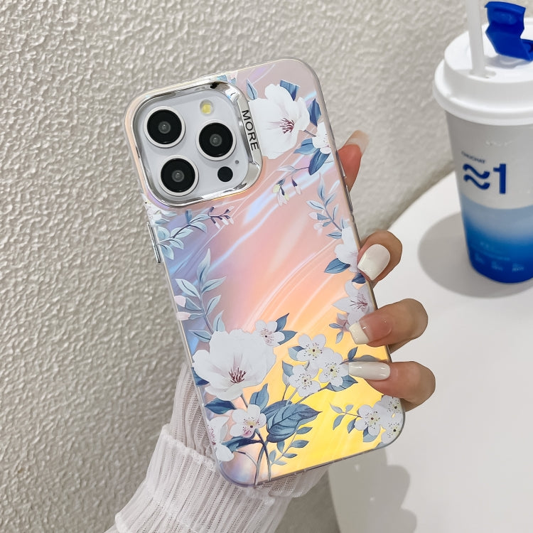 Electroplating Laser Flower Texture TPU Phone Case, For iPhone 16 Pro Max, For iPhone 16 Pro�����...