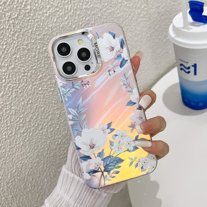 Electroplating Laser Flower Texture TPU Phone Case, For iPhone 16 Pro Max, For iPhone 16 Pro�����...