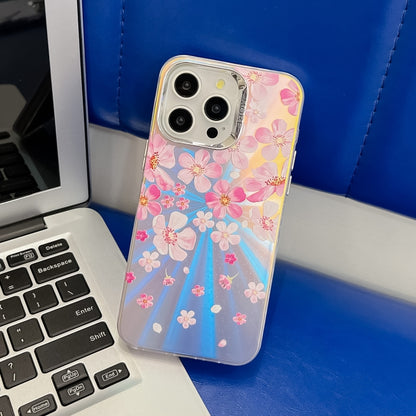 Electroplating Laser Flower Texture TPU Phone Case, For iPhone 16 Pro Max, For iPhone 16 Pro�����...