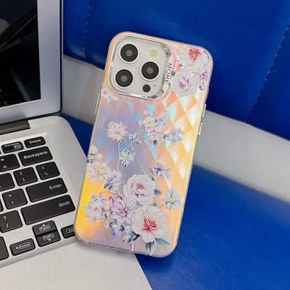 Electroplating Laser Flower Texture TPU Phone Case, For iPhone 16 Pro Max, For iPhone 16 Pro�����...
