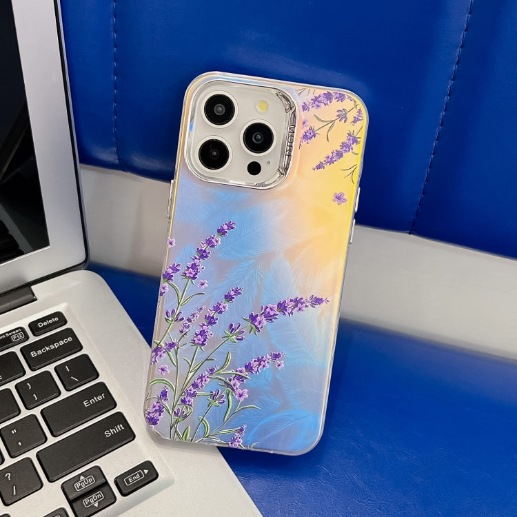 Electroplating Laser Flower Texture TPU Phone Case, For iPhone 16 Pro Max, For iPhone 16 Pro�����...