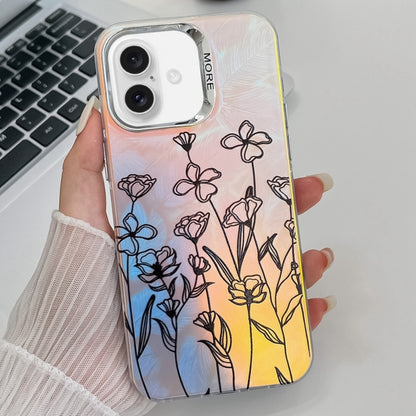 Electroplating Laser Flower Texture TPU Phone Case, For iPhone 16 Pro Max, For iPhone 16 Pro�����...