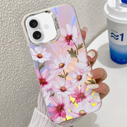 Electroplating Laser Flower Texture TPU Phone Case, For iPhone 16 Pro Max, For iPhone 16 Pro�����...