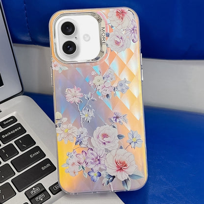 Electroplating Laser Flower Texture TPU Phone Case, For iPhone 16 Pro Max, For iPhone 16 Pro�����...
