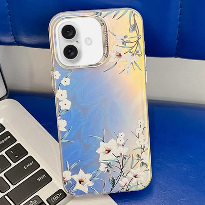Electroplating Laser Flower Texture TPU Phone Case, For iPhone 16 Pro Max, For iPhone 16 Pro�����...