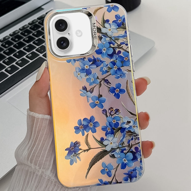 Electroplating Laser Flower Texture TPU Phone Case, For iPhone 16 Pro Max, For iPhone 16 Pro�����...