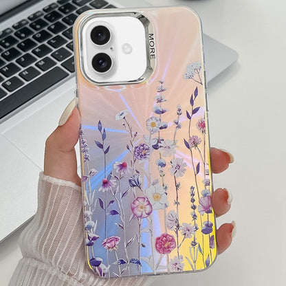 Electroplating Laser Flower Texture TPU Phone Case, For iPhone 16 Pro Max, For iPhone 16 Pro�����...