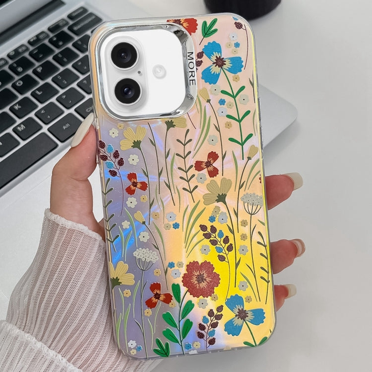Electroplating Laser Flower Texture TPU Phone Case, For iPhone 16 Pro Max, For iPhone 16 Pro�����...