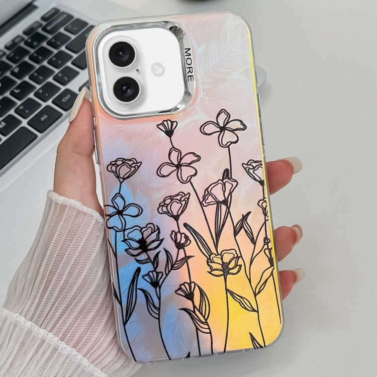 Electroplating Laser Flower Texture TPU Phone Case, For iPhone 16 Pro Max, For iPhone 16 Pro�����...