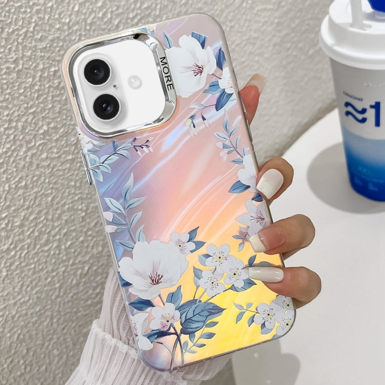 Electroplating Laser Flower Texture TPU Phone Case, For iPhone 16 Pro Max, For iPhone 16 Pro�����...
