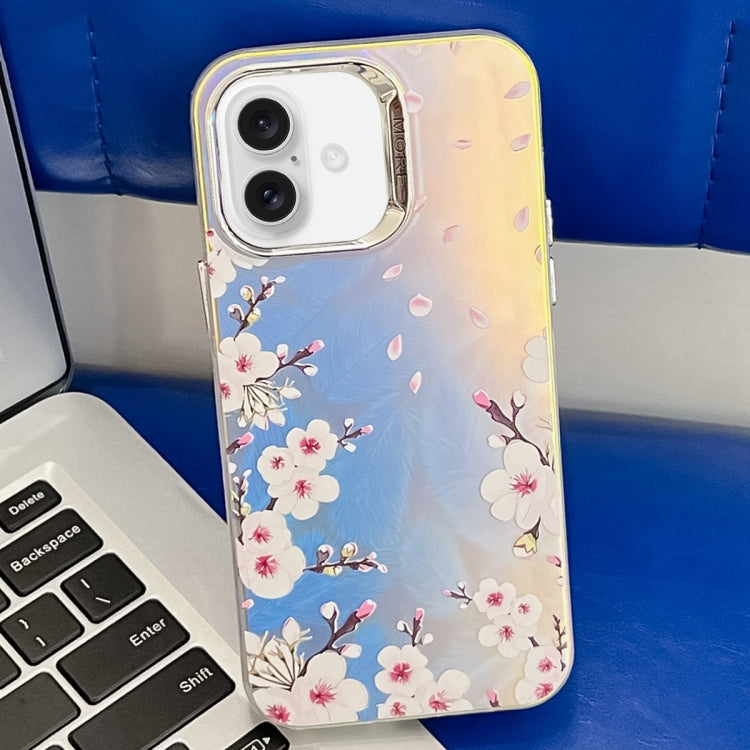 Electroplating Laser Flower Texture TPU Phone Case, For iPhone 16 Pro Max, For iPhone 16 Pro�����...
