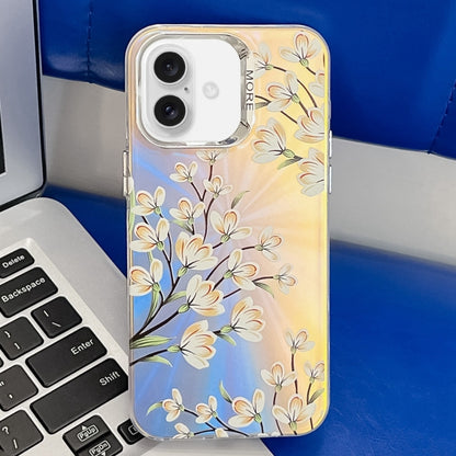 Electroplating Laser Flower Texture TPU Phone Case, For iPhone 16 Pro Max, For iPhone 16 Pro�����...