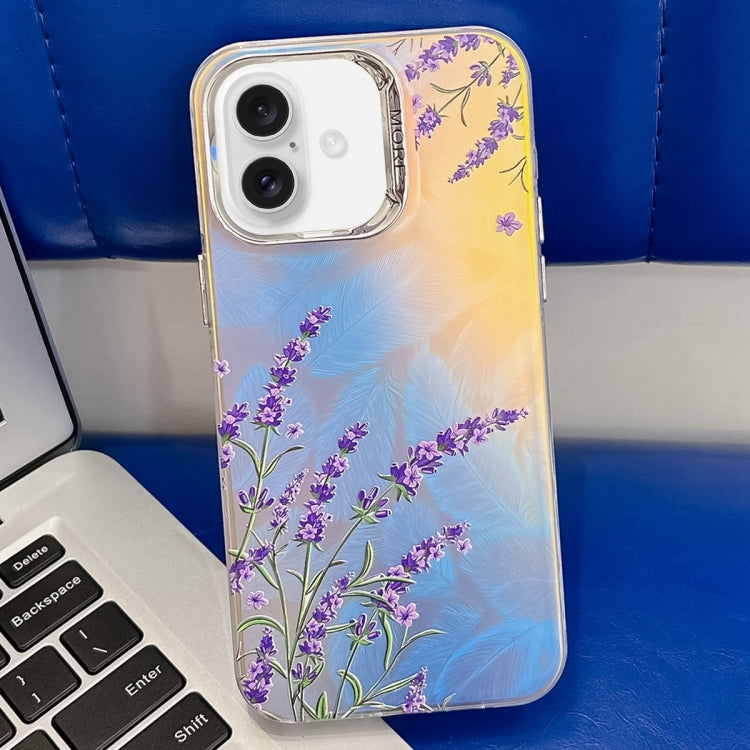 Electroplating Laser Flower Texture TPU Phone Case, For iPhone 16 Pro Max, For iPhone 16 Pro�����...