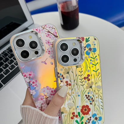 Electroplating Laser Flower Texture TPU Phone Case, For iPhone 15 Pro, For iPhone 15, For iPhone ...