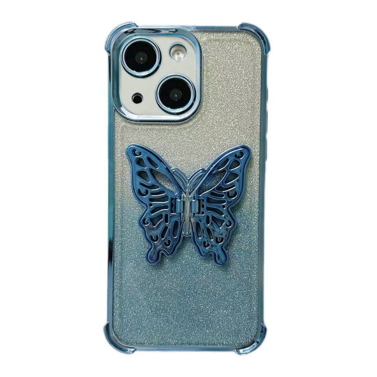 Electroplated Glitter 3D Butterfly Four-corner Shockproof TPU Phone Case, For iPhone 16 Pro Max��...