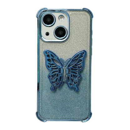 Electroplated Glitter 3D Butterfly Four-corner Shockproof TPU Phone Case, For iPhone 16 Pro Max��...