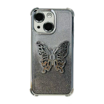 Electroplated Glitter 3D Butterfly Four-corner Shockproof TPU Phone Case, For iPhone 16 Pro Max��...