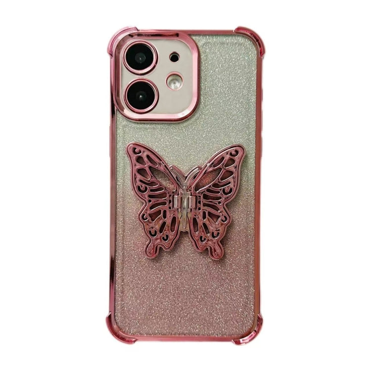 Electroplated Glitter 3D Butterfly Four-corner Shockproof TPU Phone Case, For iPhone 16 Pro Max��...
