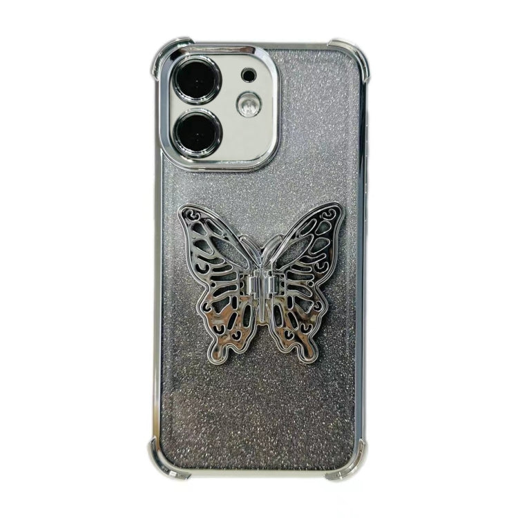 Electroplated Glitter 3D Butterfly Four-corner Shockproof TPU Phone Case, For iPhone 16 Pro Max��...