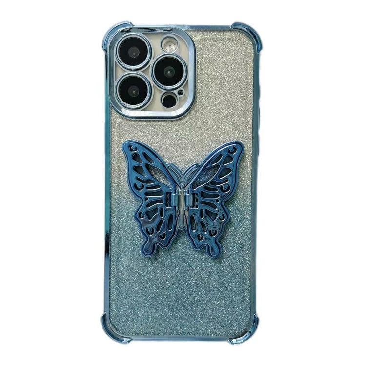 Electroplated Glitter 3D Butterfly Four-corner Shockproof TPU Phone Case, For iPhone 16 Pro Max��...