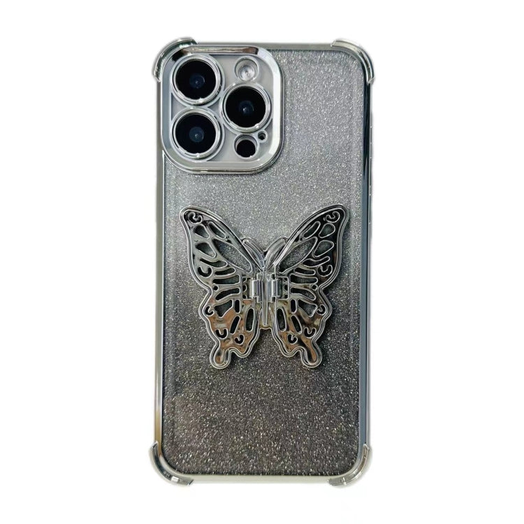Electroplated Glitter 3D Butterfly Four-corner Shockproof TPU Phone Case, For iPhone 16 Pro Max��...