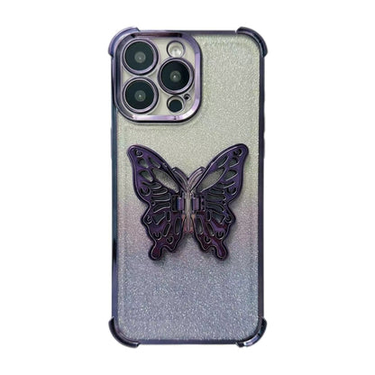 Electroplated Glitter 3D Butterfly Four-corner Shockproof TPU Phone Case, For iPhone 11����������...