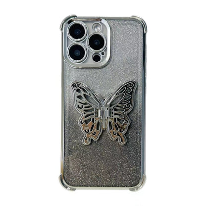 Electroplated Glitter 3D Butterfly Four-corner Shockproof TPU Phone Case, For iPhone 11����������...