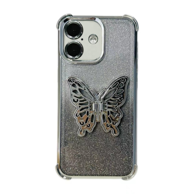 Electroplated Glitter 3D Butterfly Four-corner Shockproof TPU Phone Case, For iPhone 16 Pro Max��...