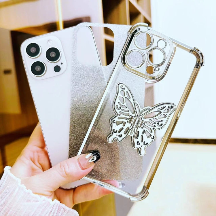 Electroplated Glitter 3D Butterfly Four-corner Shockproof TPU Phone Case, For iPhone 16 Pro Max��...