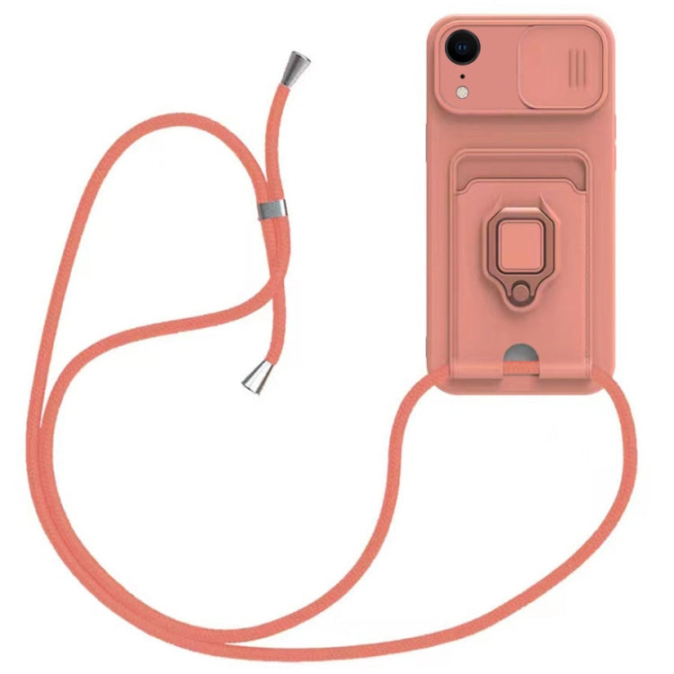 Sliding Camshield Magnetic Card Holder Silicone Phone Case with Lanyard, For iPhone 12�����������...