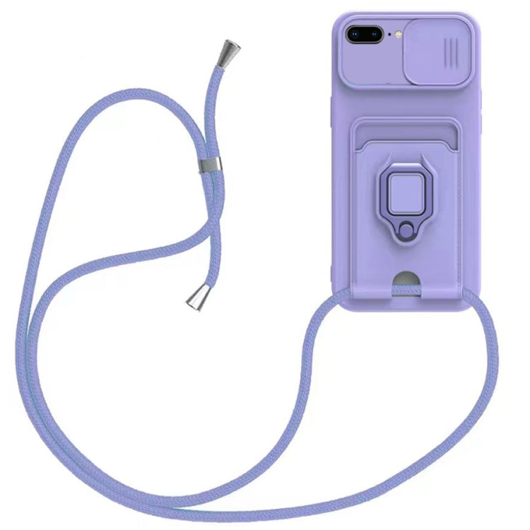 Sliding Camshield Magnetic Card Holder Silicone Phone Case with Lanyard, For iPhone 12�����������...