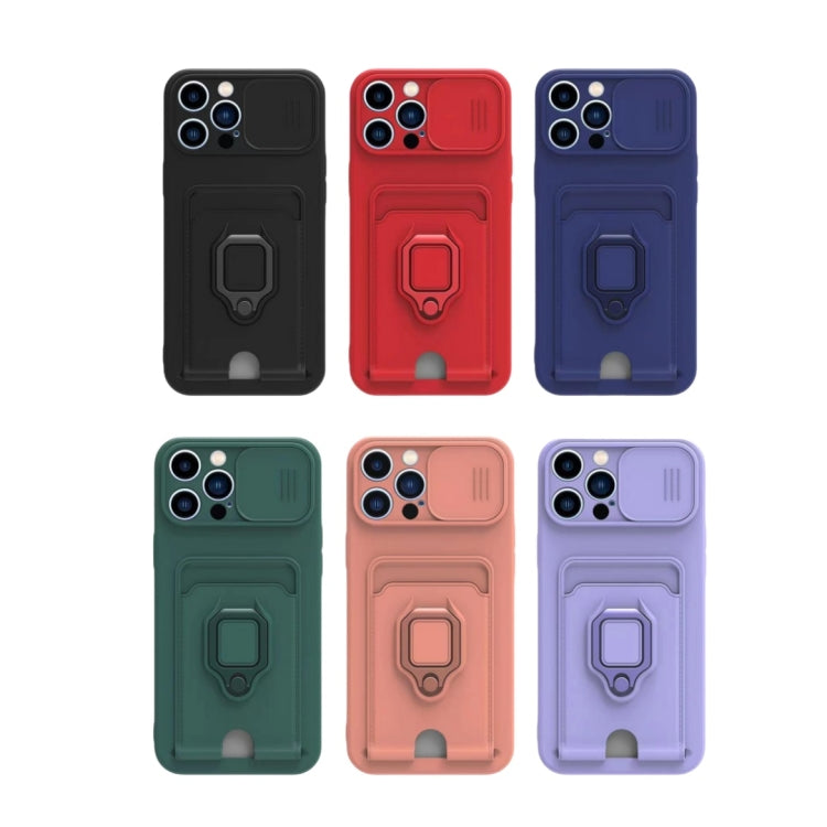 Sliding Camshield Magnetic Card Holder Silicone Phone Case with Lanyard, For iPhone 12�����������...