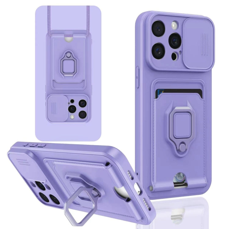 Sliding Camshield Magnetic Card Holder Silicone Phone Case, For iPhone 16e, For iPhone 16 Pro Max...